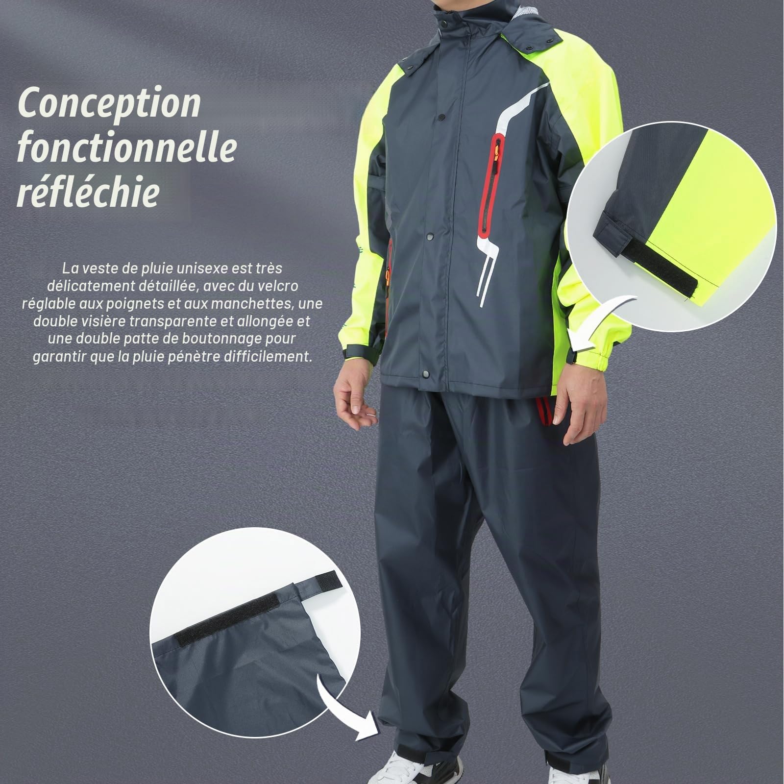 Hommes Costume De Pluie En Plein Air Imperméable Salopette Respirant Veste De Pluie Et Pantalon Ensemble Unisexe Cyclisme Imperméable À Capuche Vêtements De Pluie