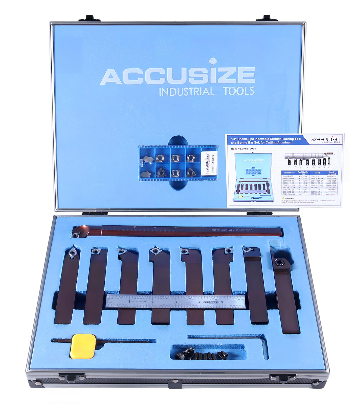Accusize 3/4 in Shank Indexable Carbide Turning Tool Set, 2988-0034 — Amazon image 11