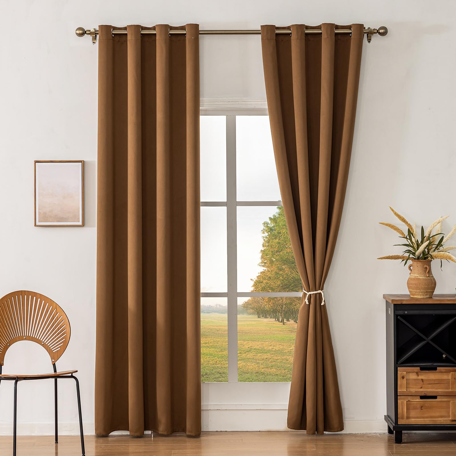 YXHJF Thermal Insulated Blackout Curtains with Grommets for Bedroom & Living Room - 2 Panels, W52 x L84.2 inches, Polyester Texture, 85% Light