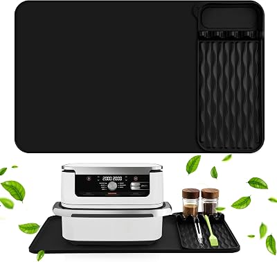Tappetino Silicone Resistente Al Calore per Accessori Friggitrice ad Aria, Protezione Piano Di Lavoro per Bancone Della Cucina, 65×40cm Air Fryer Accessori per Ninja/Philips/COSORI Nero