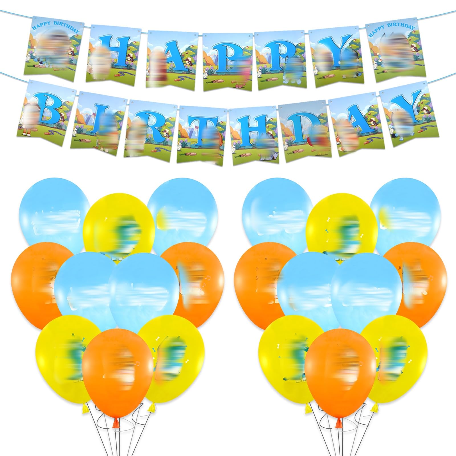 Blue Dog Birthday Decorations, 1Pcs Happy Birthday Banner and 18Pcs Balloons, Party Latex Balloons For Kids Girls Party Decoration Supplies