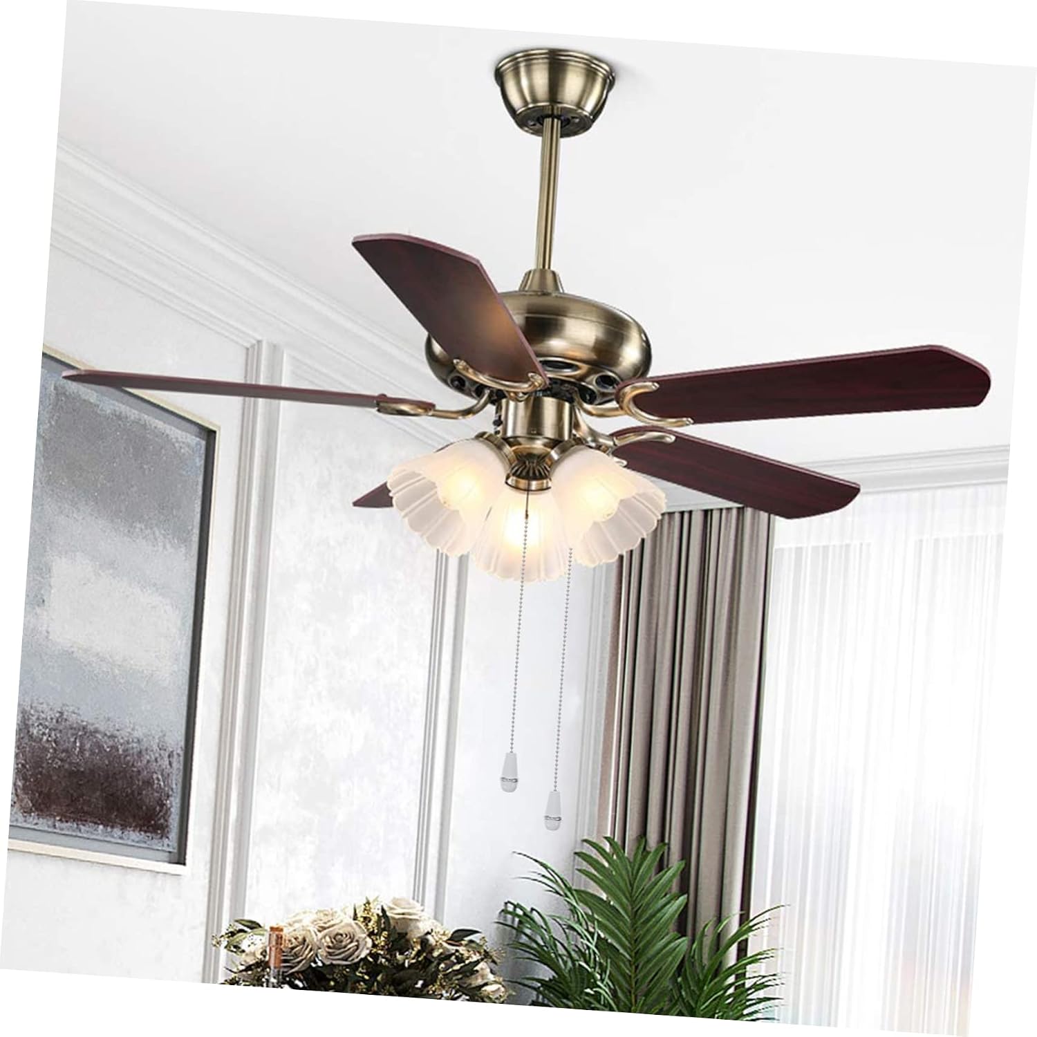3pcs Ceiling Fan Pull Chain with Wooden Knob Decorative Extension Light Pull Cord for Ceiling Fans and Lamps Rustic Design for Easy Grip and Connection