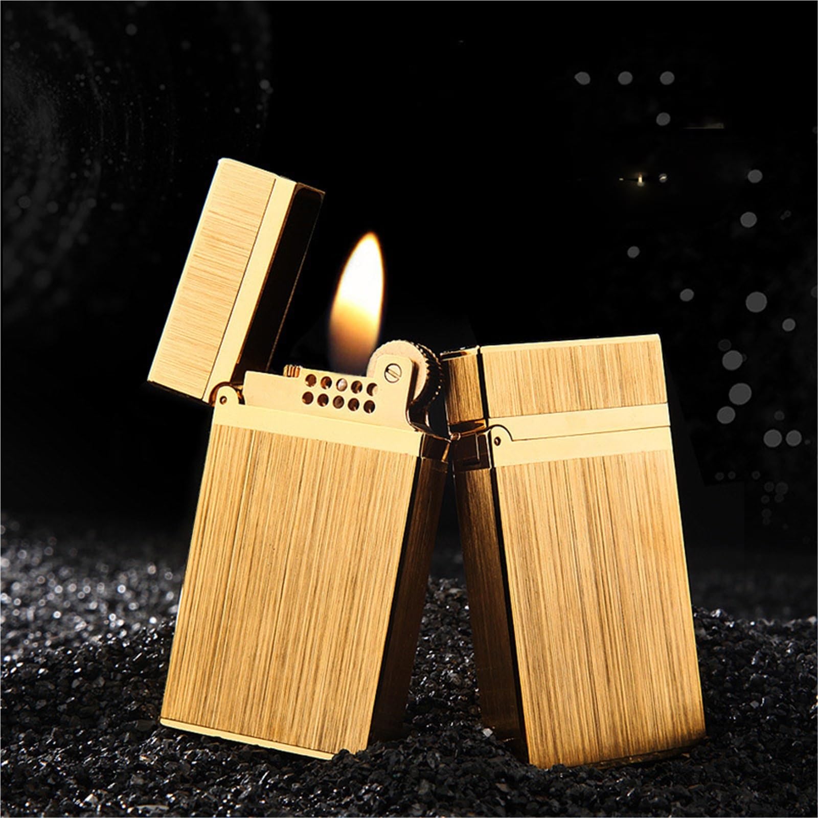 Encendedor de queroseno de cobre puro, resistente al viento, con sonido de piano, regalo de gama alta para fumadores, diseño elegante y duradero, mecanismo de cubierta abierta