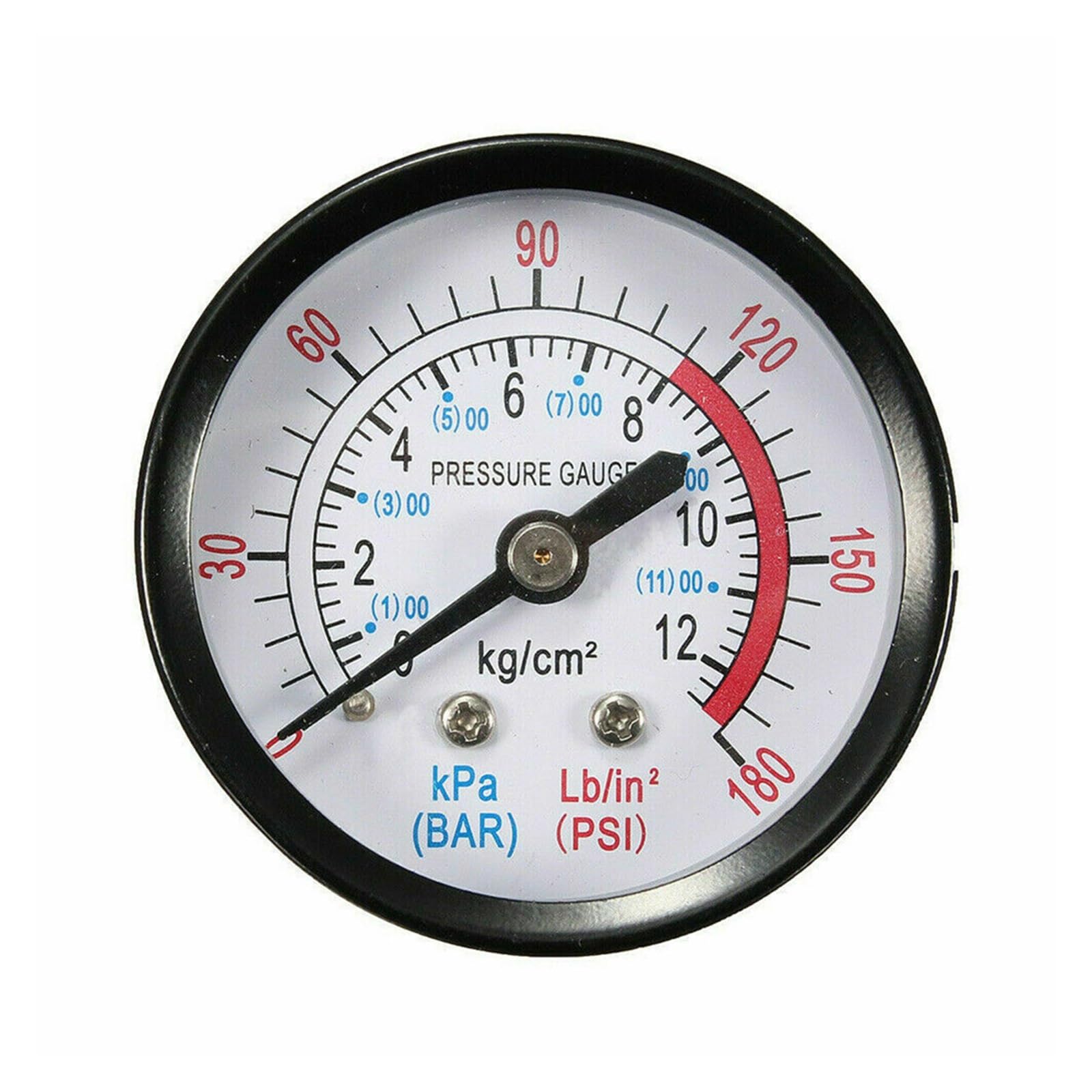 Manomètre compresseur air 0-180 psi cadran de mesure noir plastique filetage 1/4
