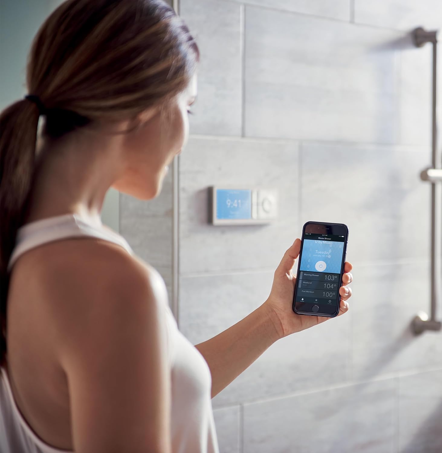 Moen Terra Beige Smart Shower 2-Outlet Digital Water System Controller for Thermostatic Shower Valve, TS3302TB