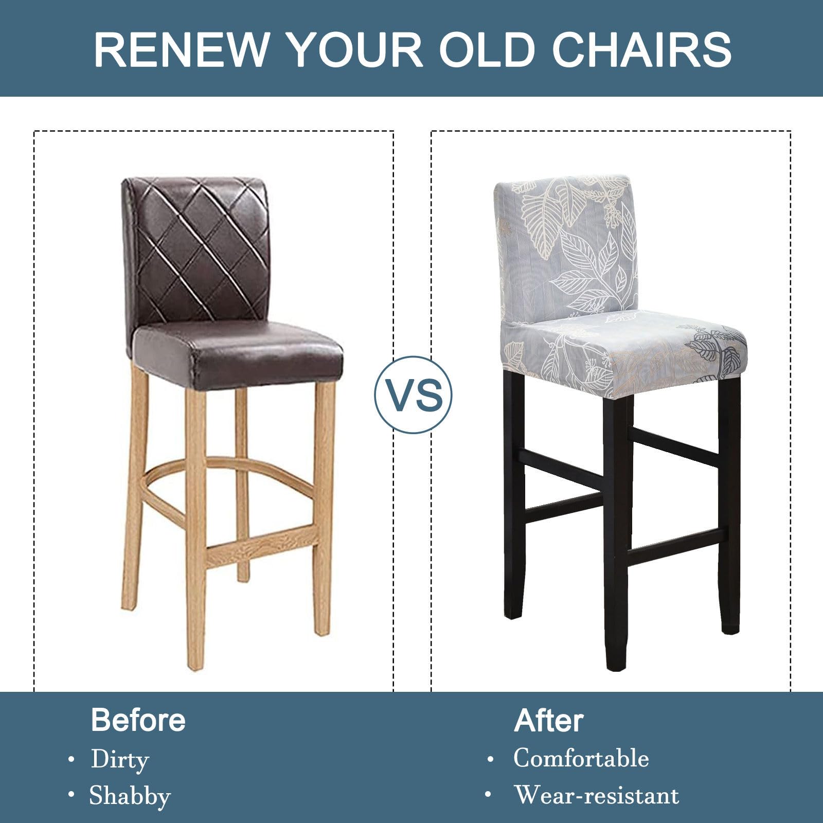 Impermeabile Fodere Per Sgabelli Da Bar, PU Pelle 2-Pezzo Coprisedia