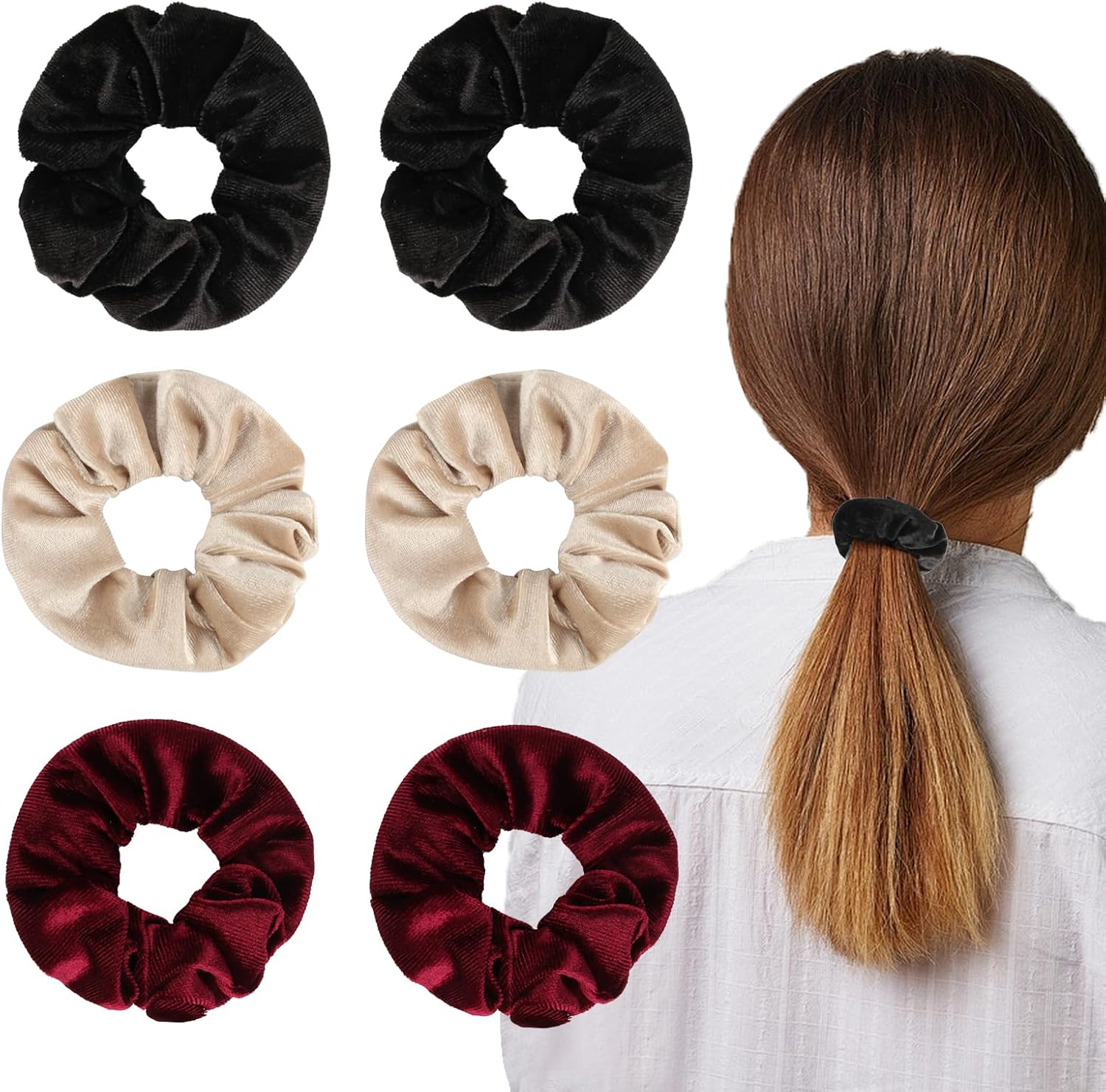 Pack of 6 Hair Bobbles Scrunchies with Zip Pocket, Scrunchies Hair Scrunchies with Zip, Secret Compartment, Discreet Money Hiding Place for Hiding, Travel Gadgets, Travel Gadgets for Women and Girls