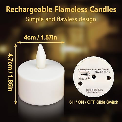Miniatura 2 de idyl light Velas de té recargables, vela LED con temporizador remoto, velas votivas sin llama con base de carga, velas de té parpadeantes, paquete