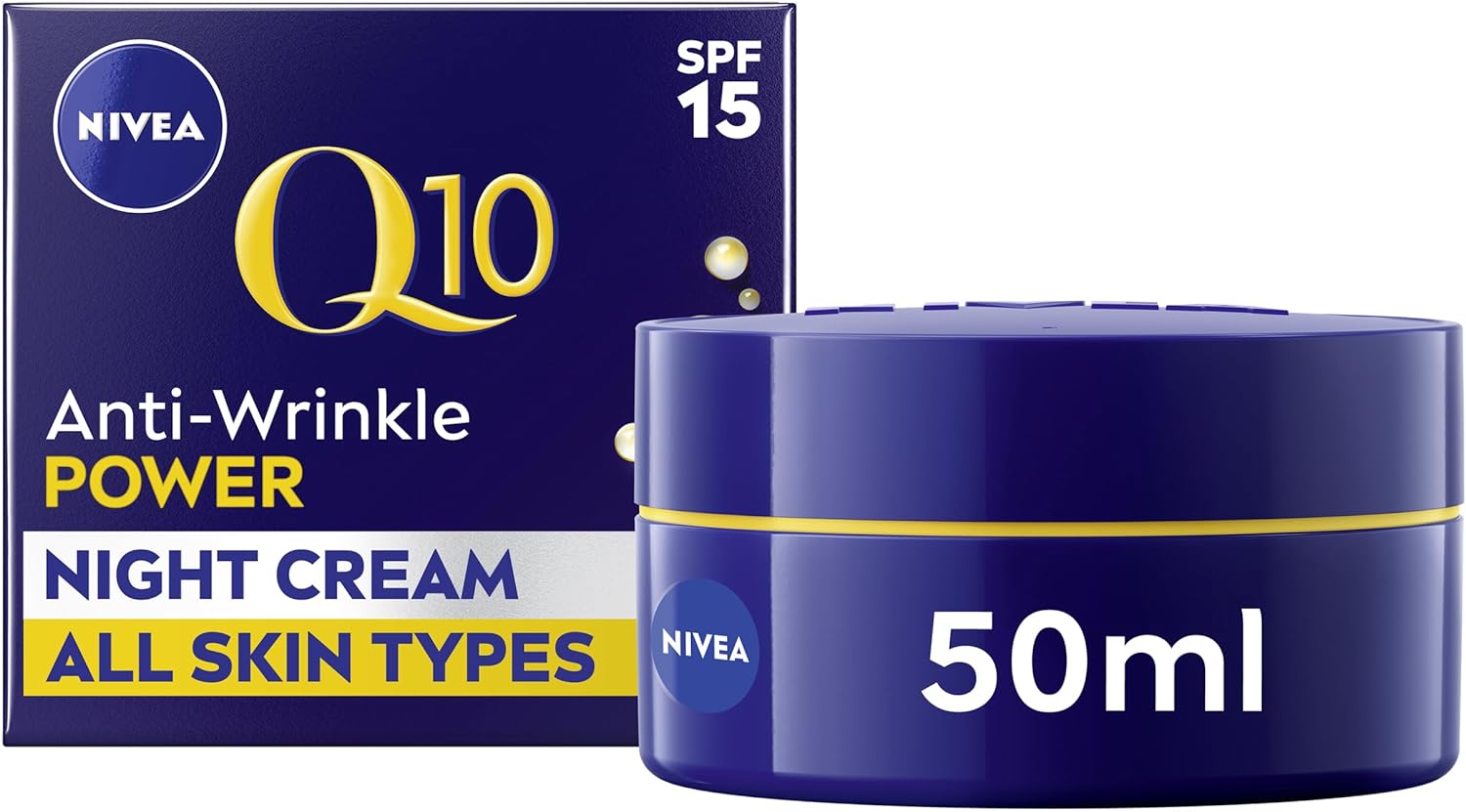 NIVEA Q10 Anti-Wrinkle Power Firming Night Cream (50ml), Hydrating Night Moisturiser to Reduce Lines and Wrinkles, Night Cream for Firmer Skin in 7 Days NIVEA Q10 Anti-Wrinkle Power Firming Night Cream (50ml), Hydrating Night Moisturiser to Reduce Lines and Wrinkles, Night Cream for Firmer Skin in 7 Days