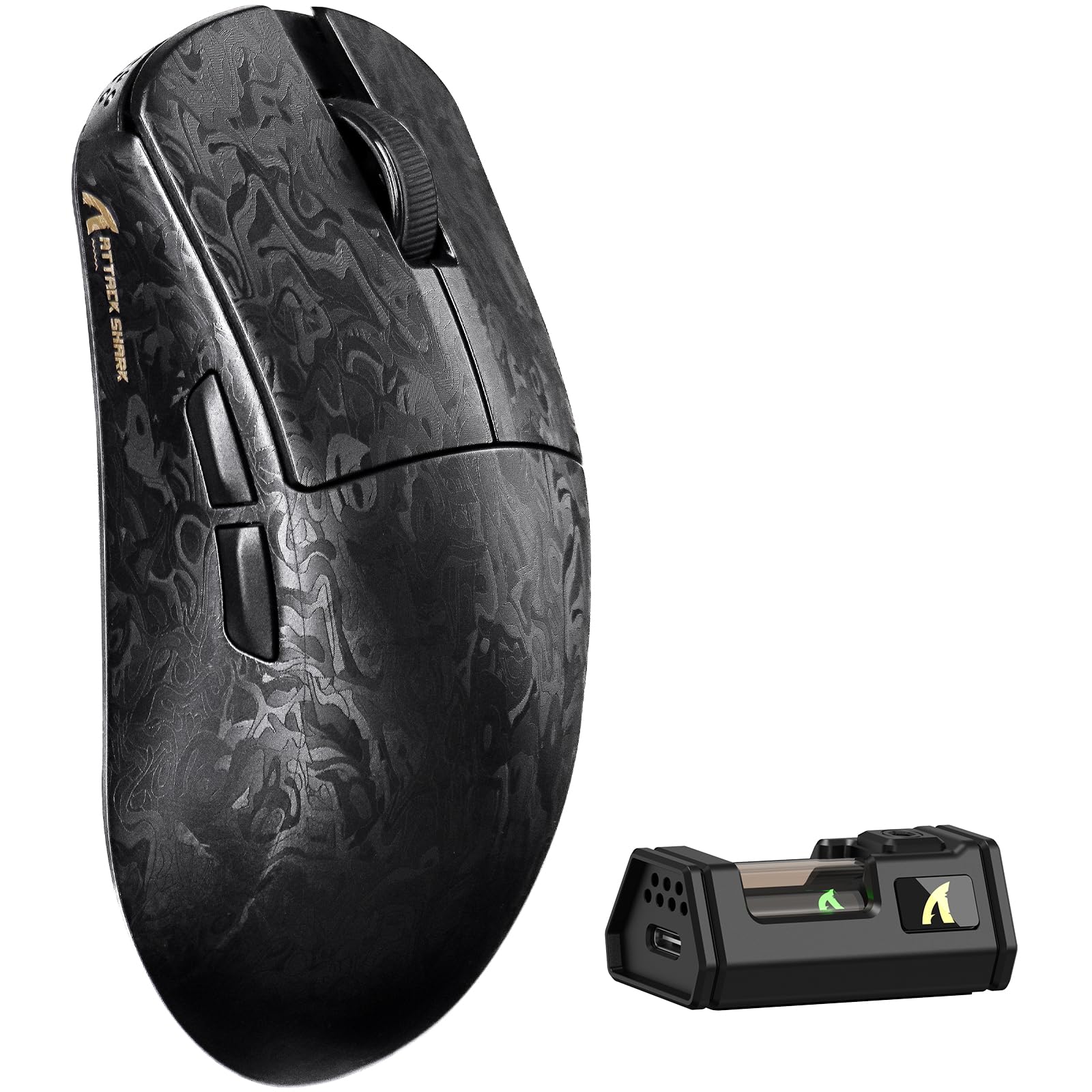 ATTACK SHARK R11 Ultra 8K Carbon Fiber Wireless Gaming Mouse,PAW3950 MAX Sensor,49g Ultra-Lightweight,Nordic 52840 MCU Chip,42000 DPI,Wired/BT/2.4GHz Wirelss Programmable Mouse for PC/Mac(Ink)