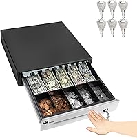 Vista 10 de HK SYSTEMS Cajón manual resistente de 13 pulgadas con 4 billes/5 monedas, hasta extraíble, dos ranuras mediales, color negro