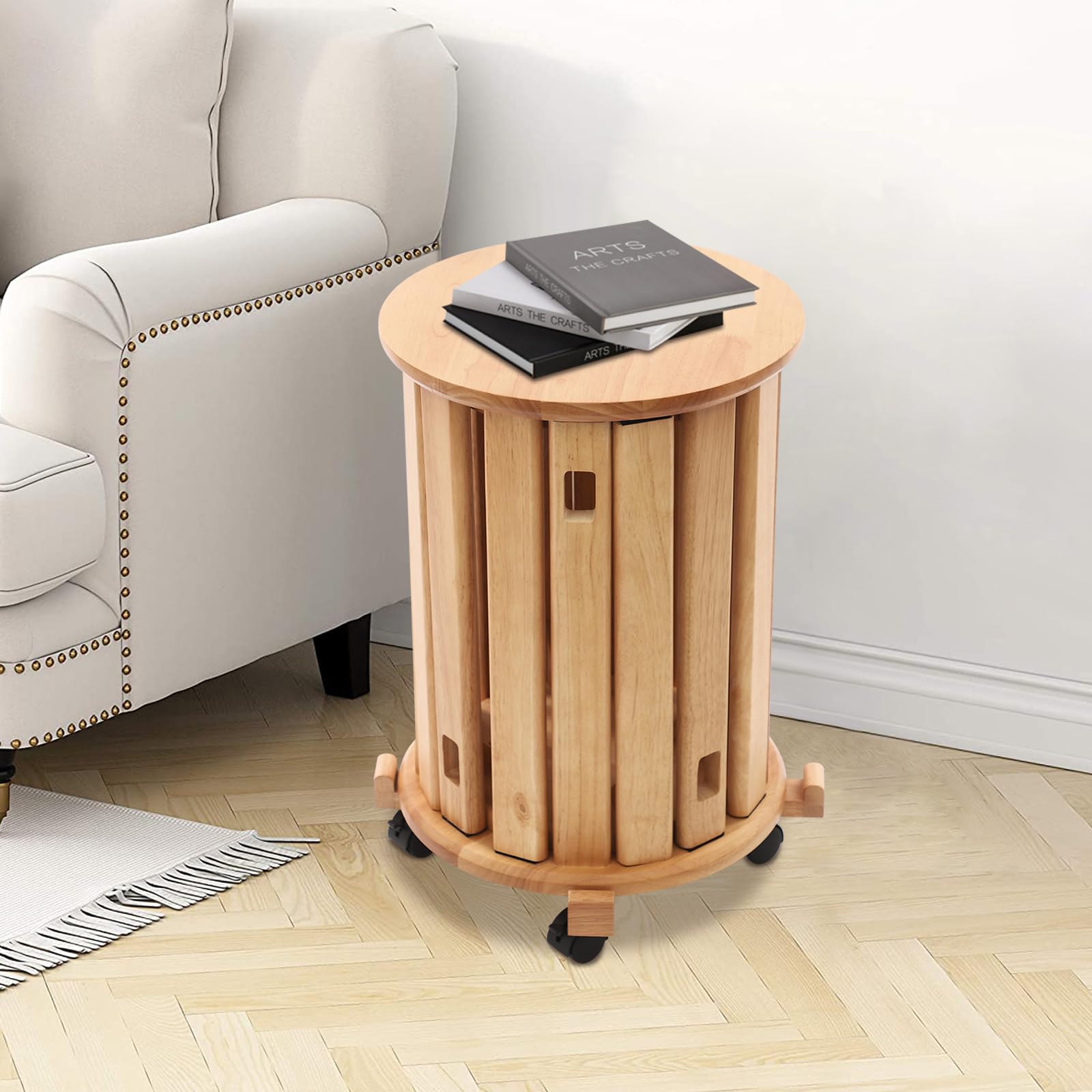 OMGGYER Juego de 4 taburetes apilables de madera 4 en 1, versátiles mesas auxiliares desmontables, sillas combinadas para comedor, cocina, salón, diseño que ahorra espacio (B)