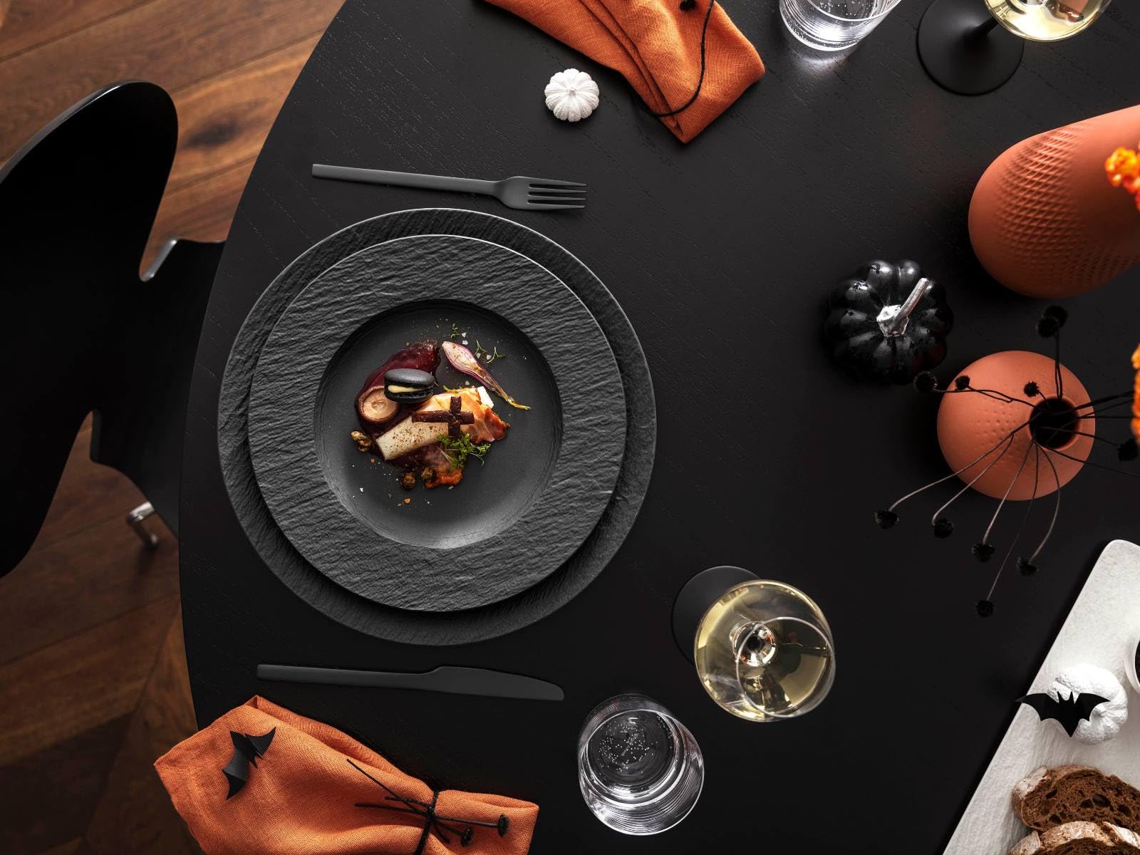 Villeroy & Boch - Manufacture Rock Assiette À Pâtes, 6 Assiettes, Porcelaine Premium, Résistant Au Lave-Vaisselle Et Au Four À Micro-Ondes, Noir