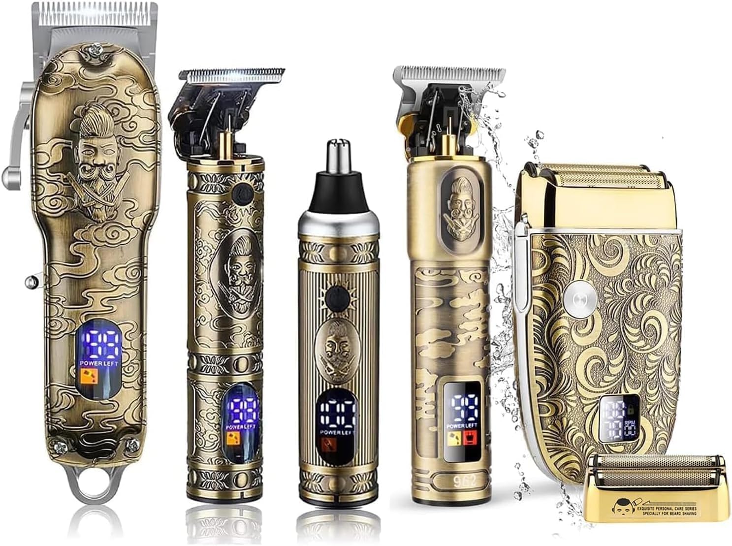 Hair Clippers for Men Nose and Beard Trimmer Set, Professional Cordless Barber Clippers for Hair Cutting Grooming Kit, Rechargeable, LCD Display