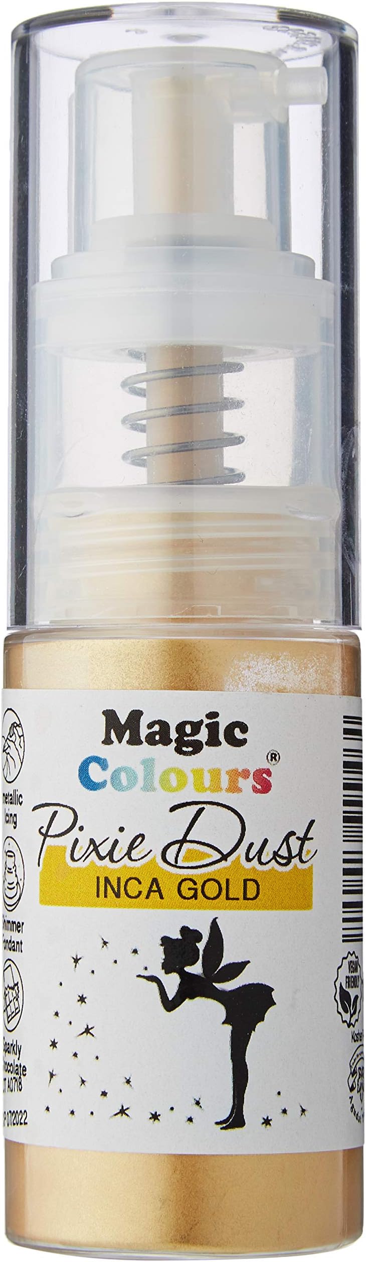 Magic Colours Pixie Dust Edible Glitter Powder Spray for Cake Decoration (Inca Gold)