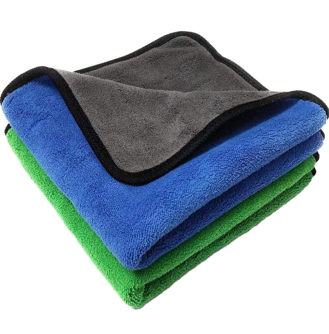 - Microfiber Cleaning Cloths, 2 pcs 30x40cms 500GSM Multi-Color Highly Absorbent, Lint and Streak Free, Multi - Purpose Wash Cloth for Car, Bike - Assorted Colours