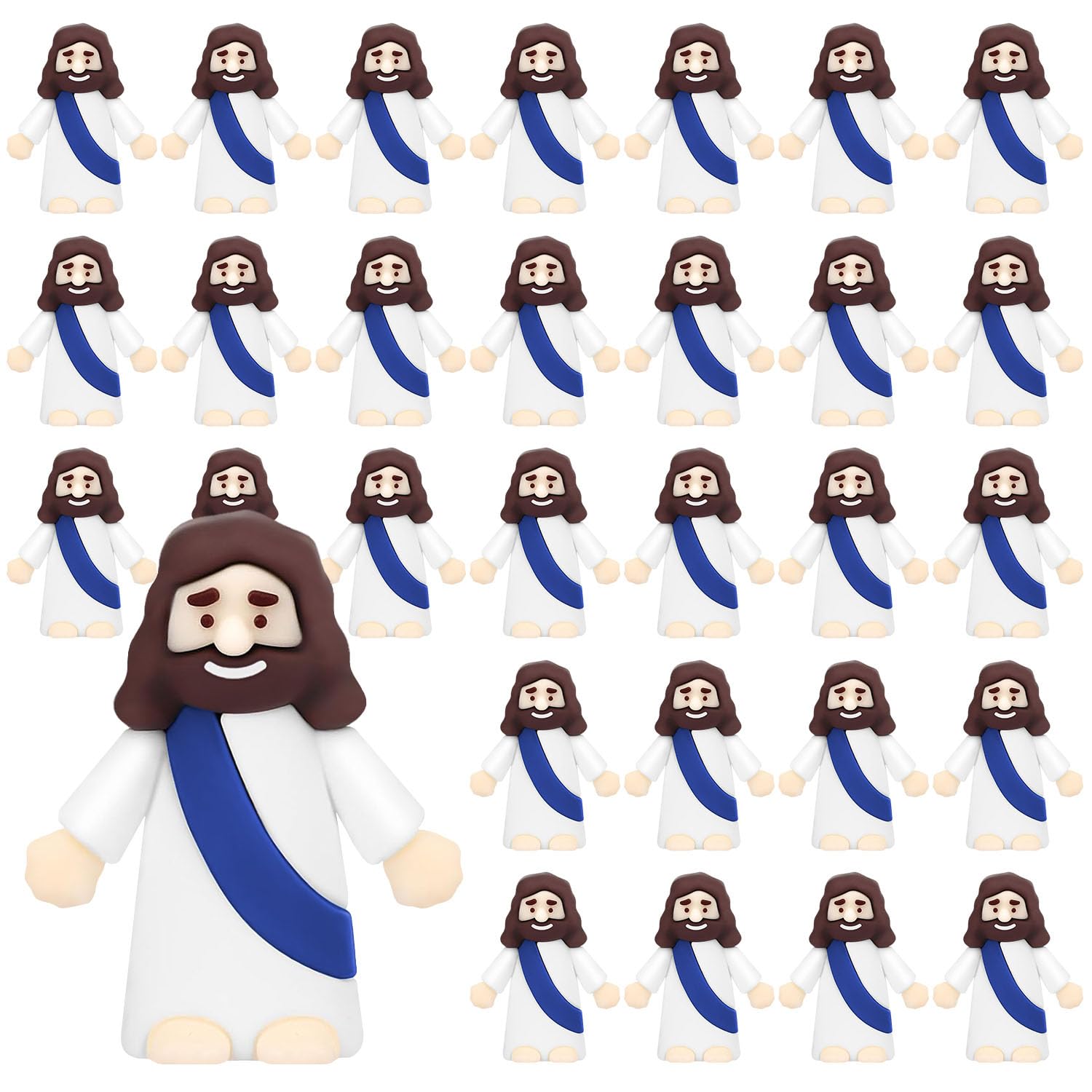 Petit Christ Sauveur religieux bleu : 30 mini figurines de poche pour surmonter l'anxiété