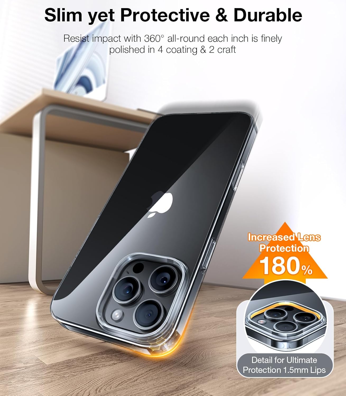 TORRAS Slim Fit for iPhone 16 Pro Max Case Clear, Ultra Thin Phone Case for iPhone 16 Pro Max, Non Yellowing Anti-Scratch Hard Plastics Lightweight iPhone 16 Pro Max Phone Case 6.9'', Clear - Image 7