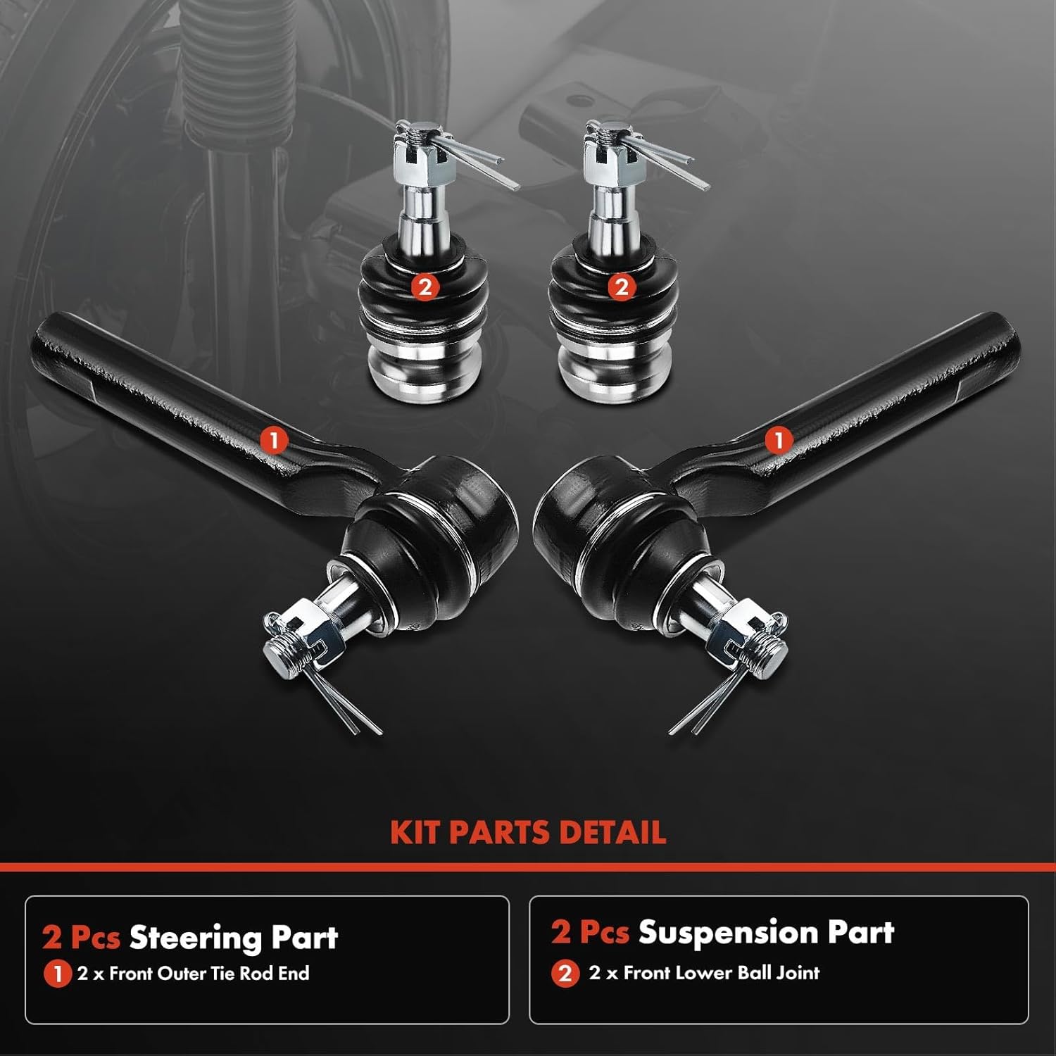 A-Premium 4Pcs Front End Suepnsion Kit, Outer Tie Rod End, Lower Ball Joint, Compatible with Subaru & Saab - 1993-2019 - Forester Impreza Outback Crosstrek Legacy XV Crosstrek Baja WRX (STI) 9-2X