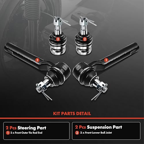 Miniatura 3 de A-Premium Juego de 4, extremo de barra de acoplamiento exterior frontal, rótula inferior, compatible con Subaru y Saab - 1993-2019 - Impreza,