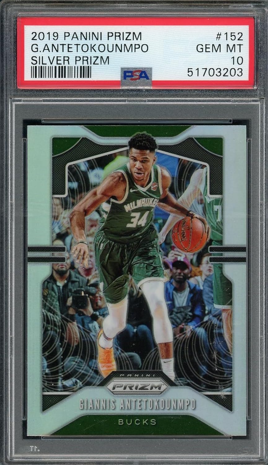 Giannis Antetokounmpo 2019 Panini Silver Prizm Card #152 Graded PSA 10