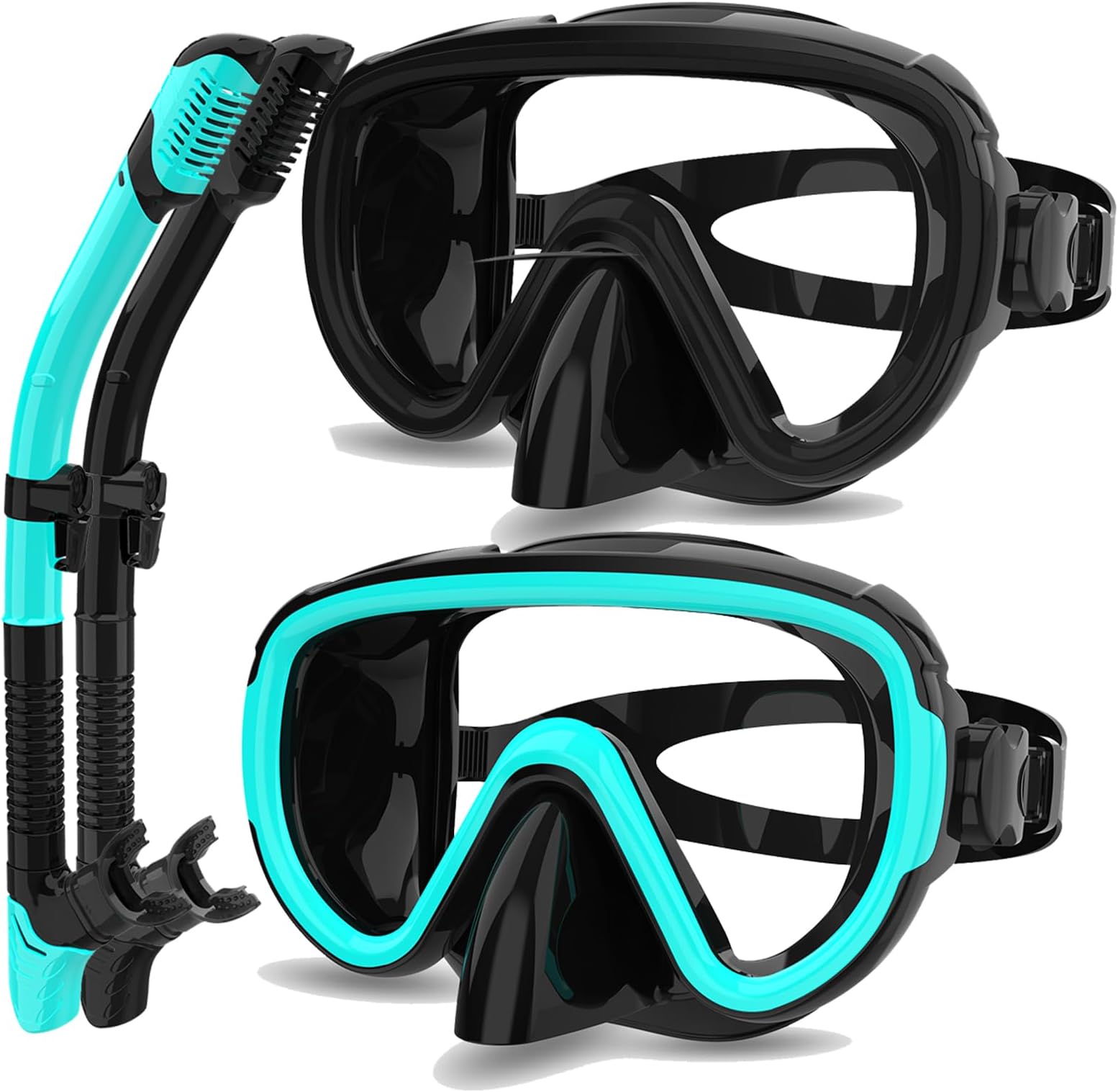 Bairuifu2 Packs Dry Snorkel Mask Set Snorkeling Gear for Adults Scuba Diving Mask Swimming Glasses Swim Dive Mask Nose Cover Free Diving