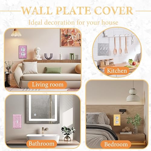 Miniatura 7 de Cubierta de interruptor de luz con diamantes de imitación plateados brillantes, cubierta de placa de pared con destellos de cristal plateado (1