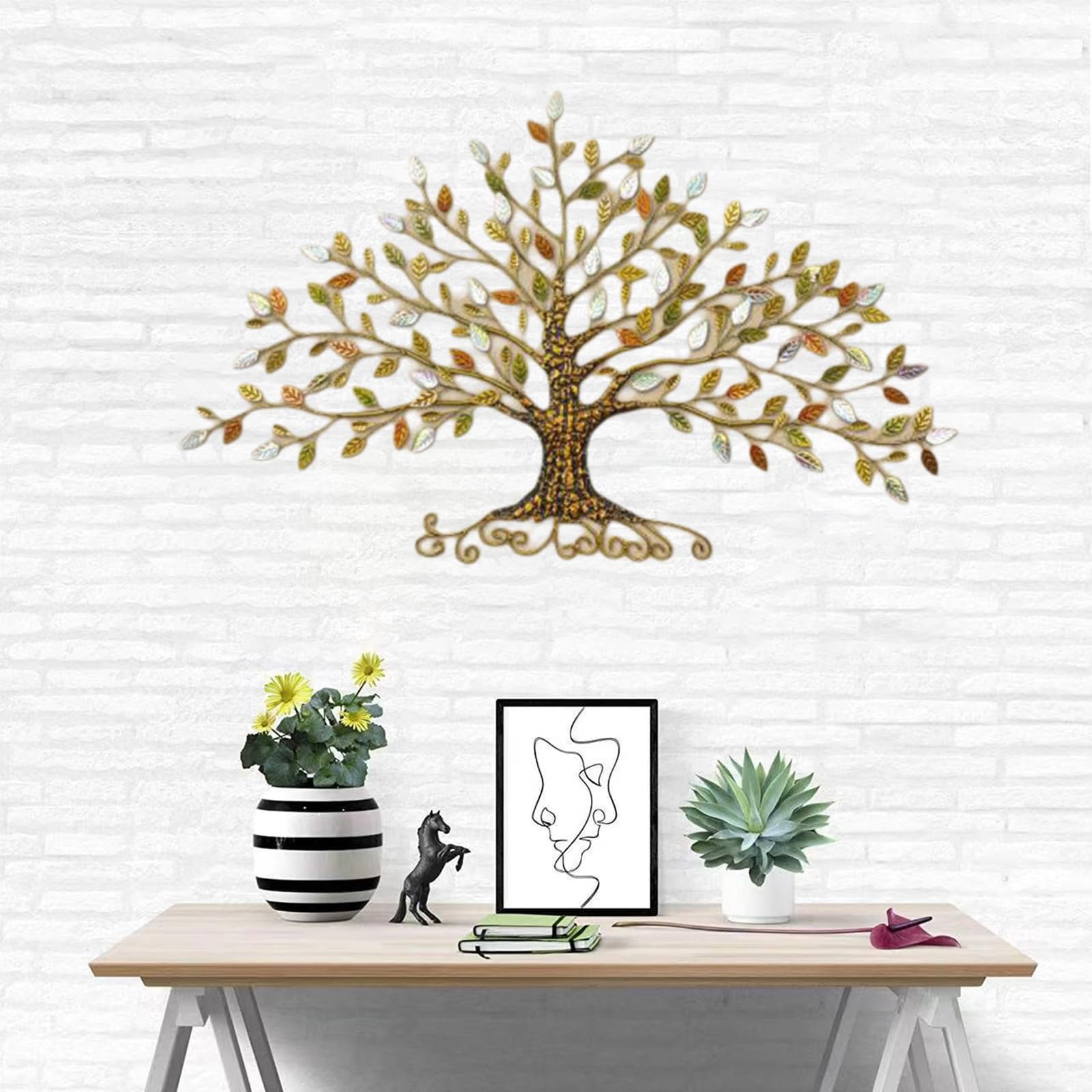 Metall Baum des Lebens Wanddekoration,Baum des Lebens Wanddeko,Baum des Lebens Wanddeko Gold,Baum des Lebens Wanddeko Groß,Wandbehang,FüR Balkon Terrasse Innen- Und AußEnbereich