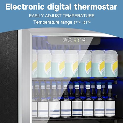 Miniatura 4 de Refrigerador de bebidas, mini refrigerador para 70 latas, puerta de vidrio para bebidas, refrescos, cerveza o vino, refrigerador pequeño para