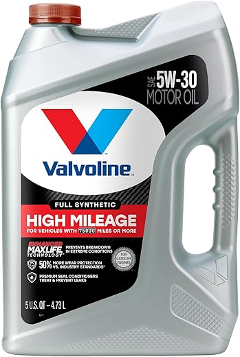 Valvoline Full Synthetic High Mileage with MaxLife Technology 5W-30 Motor Oil 5 Quart