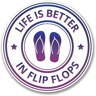 DestinationVinyl 2 x 10cm Flip Flops Vinyl Sticker Decal Luggage Laptop Travel Beach Label #6308 (10cm x 10cm)