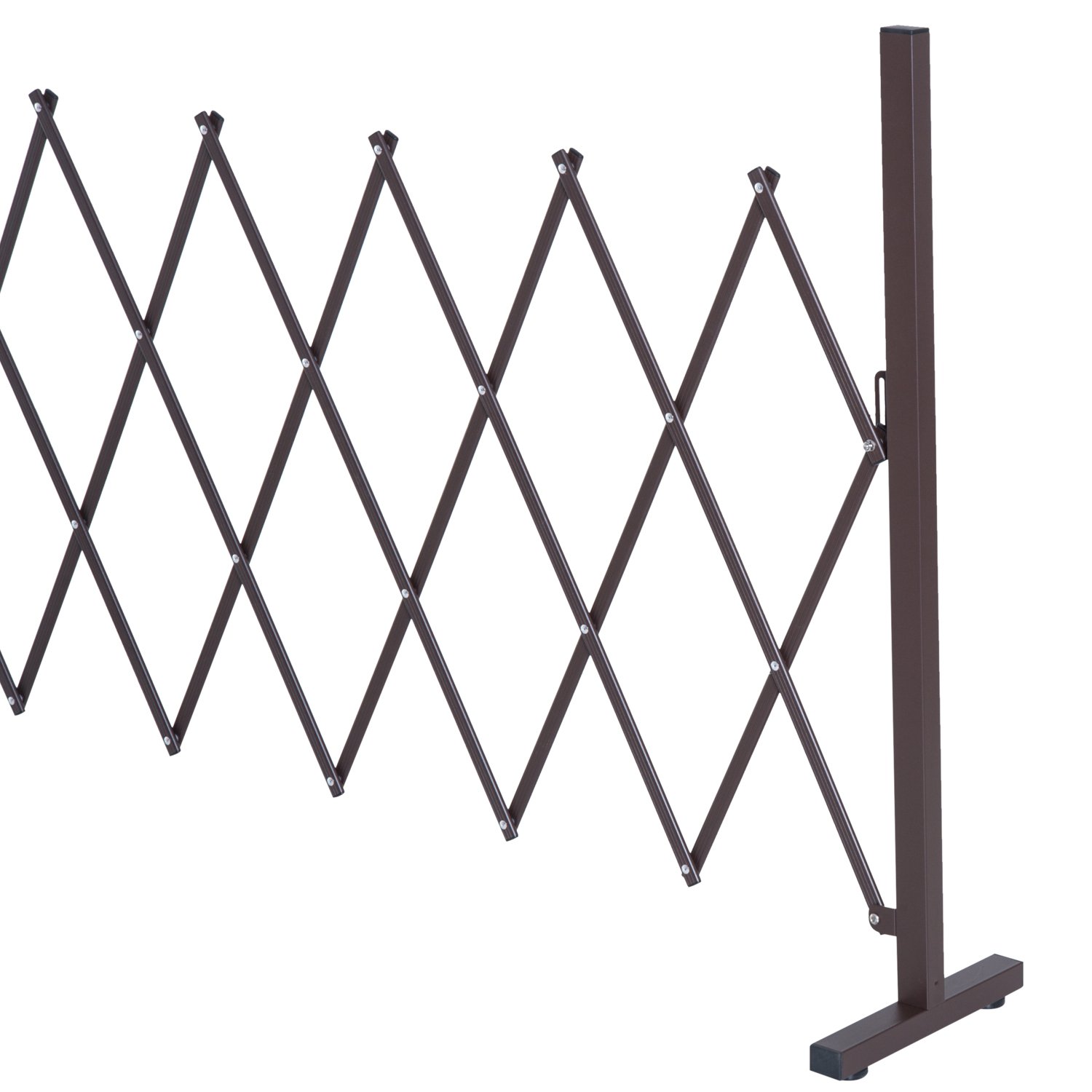 Outsunny Scherengitter Absperrgitter Scherensperre ausziehbar 35-300cm Garten Alu Braun H103,5cm