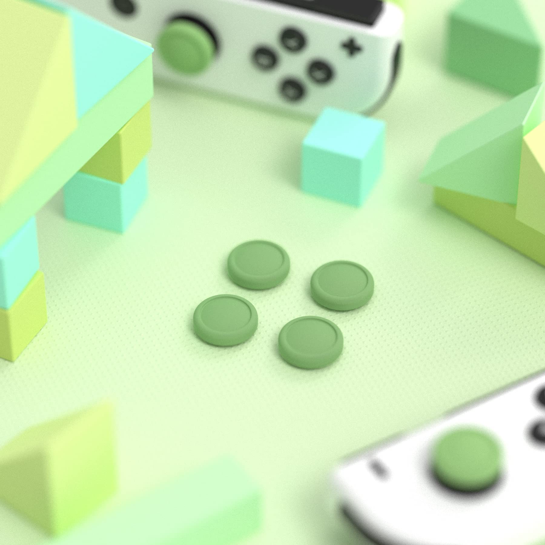 eXtremeRate PlayVital Thumb Grip Covers for Nintendo Switch, Joystick Covers for Nintendo Switch Lite, Silicone Analog Cover Thumbstick Grips for Switch OLED Joycon - Matcha Green - 5