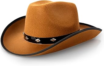 Fun Central Classic Studded Cowboy Hat – Stylish Studded Western Hat, Size 7 1/8 for Men & Women