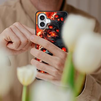 for iPhone 17 Case,Slim Shockproof TPU Soft Rubber Silicone Cover Phone Case for iPhone 17,Magic Red Fire Skull