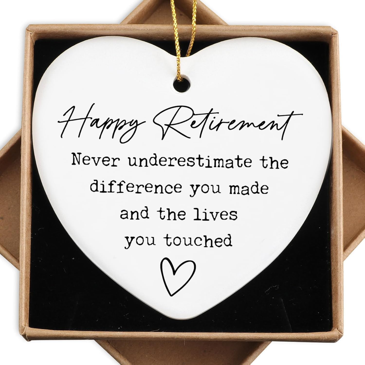 2026 Retirement Gifts for Women - Heart Shaped Acrylic Keepsake with Black Gift Box, Double Sided Hanging Plaque for Retiring Colleagues (White)