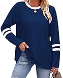 Long Sleeve Shirts for Women Color Block Casual Tops Fall Outfits 2025 Basic Tees Trendy Clothes