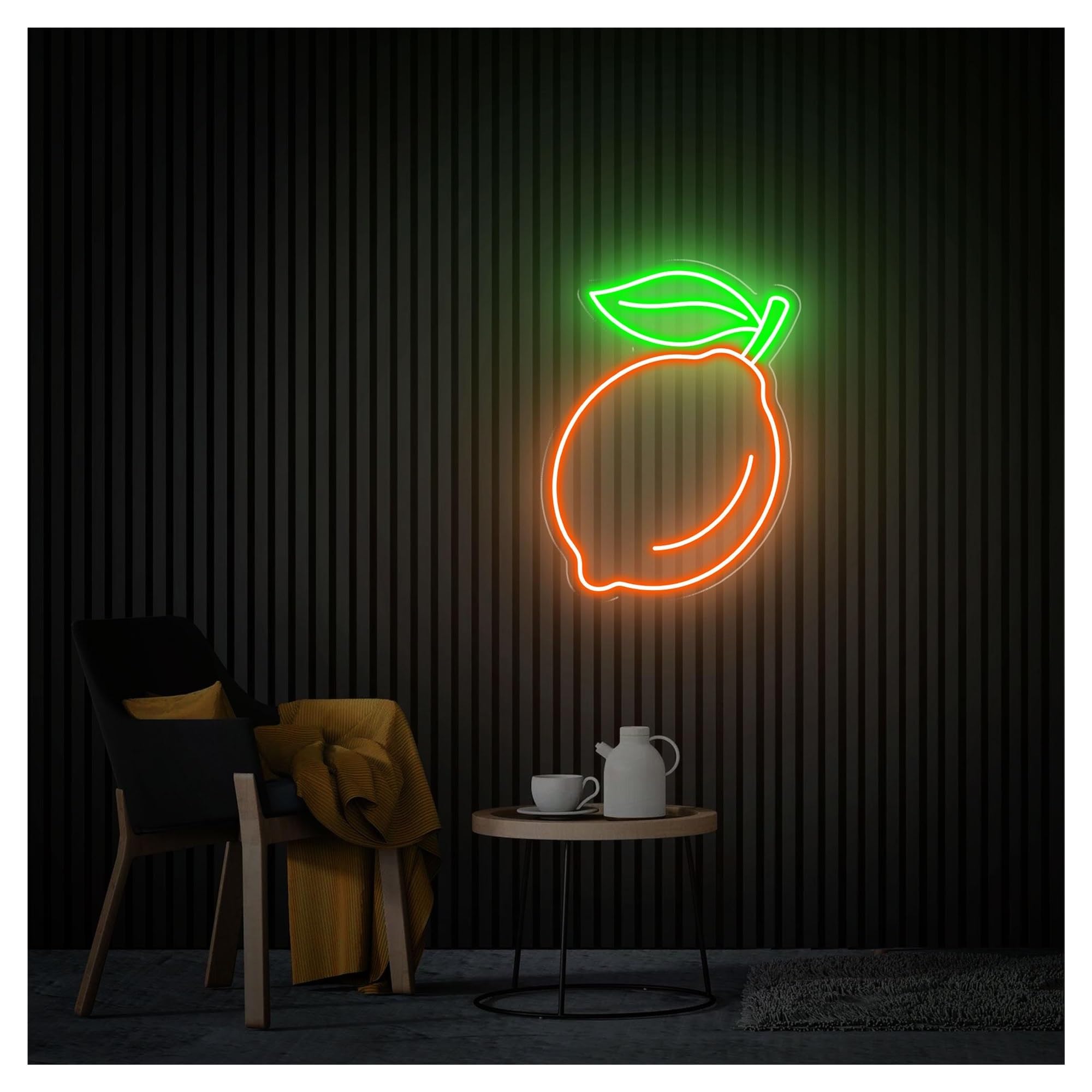 RONGCH Hanging Art Signs Fruit Lemon Neon Sign,Suitable for Restaurant Milk Tea Shop Decor with Dimmable 26cmx35cm(E)