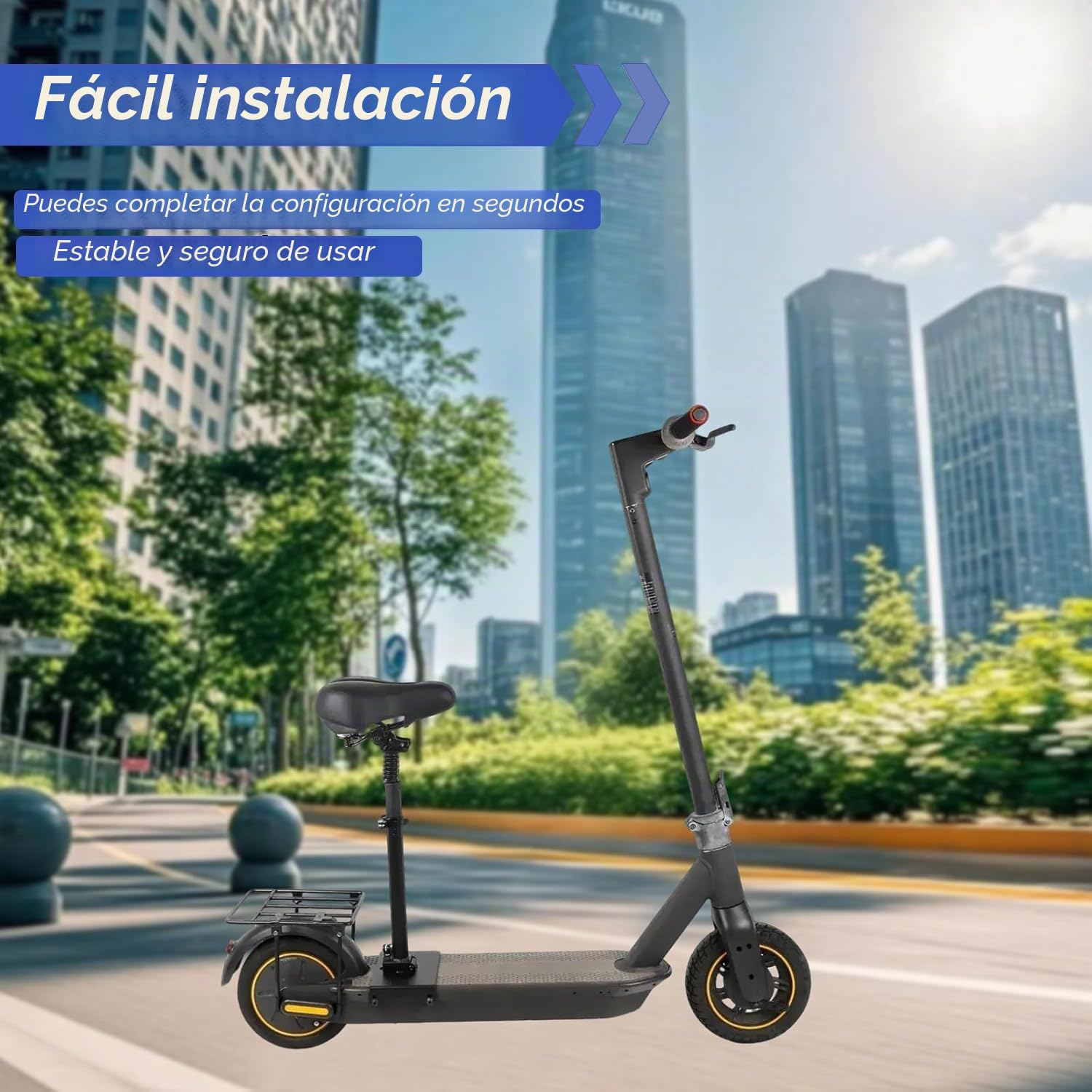 Asiento Plegable de Altura Ajustable para Scooter eléctrico, Sillín para Patinete Eléctrico, 40-58 cm de Altura del Asiento con Asiento Amortiguador, para 13-17 cm Bordes curvos