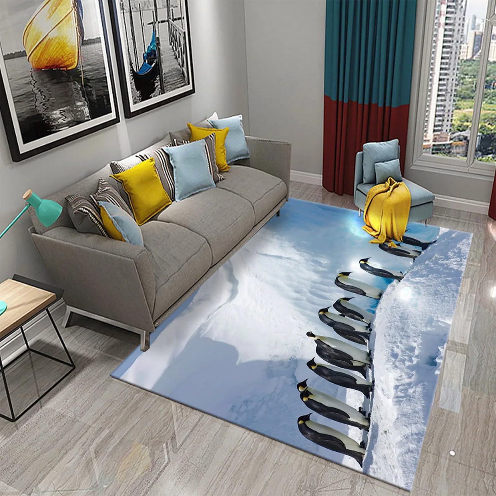 Tapis de salon moderne 3D animal 80x160 cm antidérapant