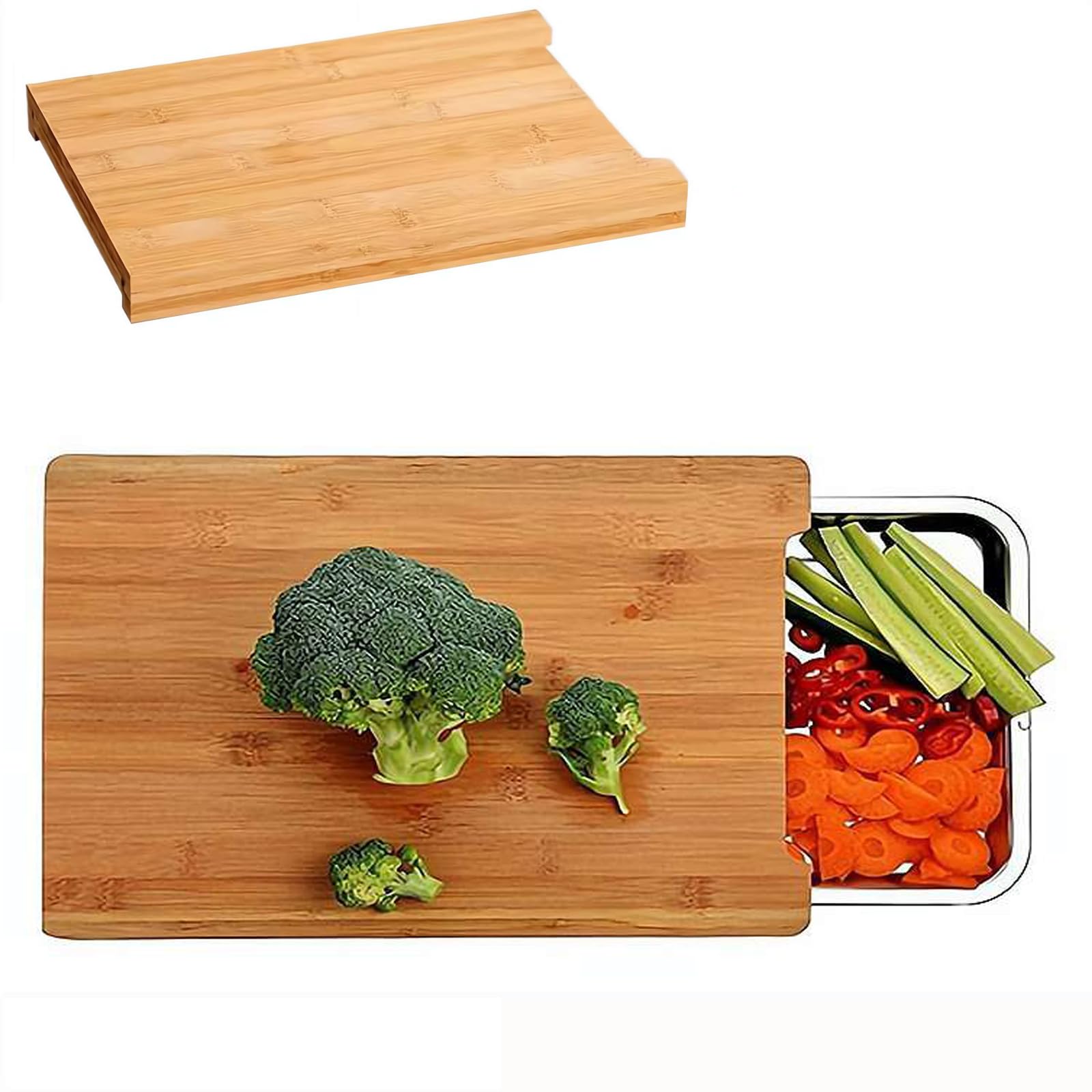 Tabla de cortar de bambú con ranura para jugos y base antideslizante