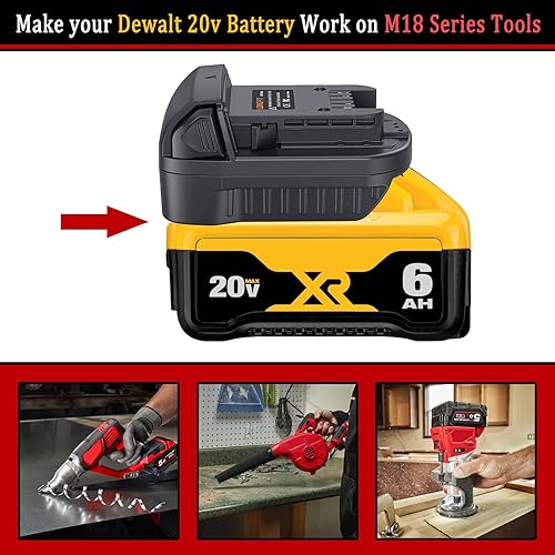 Miniatura 5 de LONG FIT Repuesto para adaptador de batería Dewalt de 20 V a Milwaukee de 18 V, convierte para baterías de litio DeWalt de 18 V-20 V a Milwaukee M18