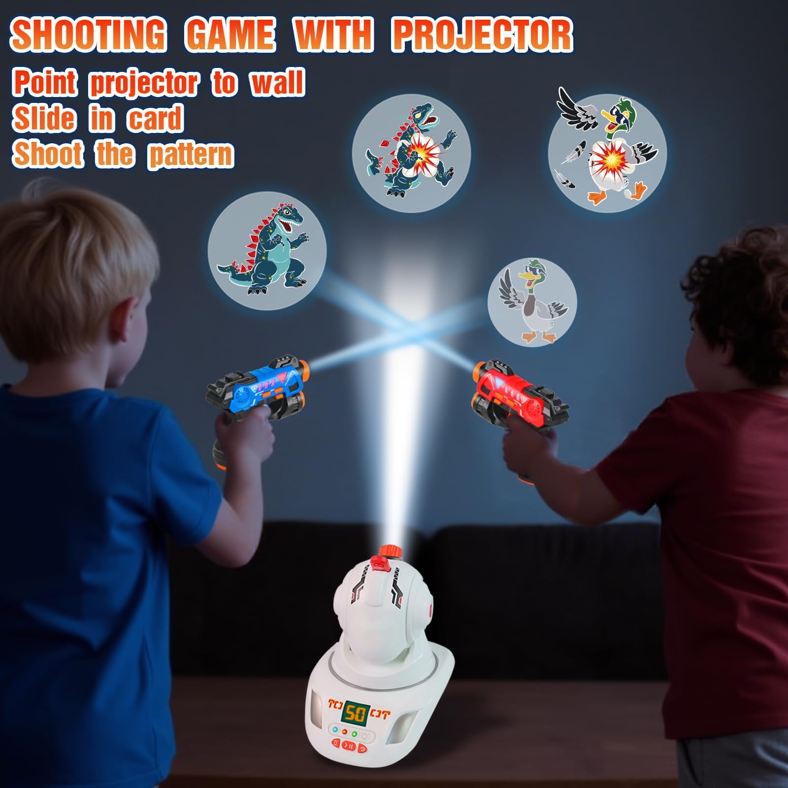 Lasertag 2-Spieler-Schießspiel für Kinder mit Projektor Kind Spiel | Laser Tag Spiel Sets mit Projektor für Kind Geschenk für Kinder Jungen und Mädchen im Alter von 7, 8, 9, 10, 11+ Jahren