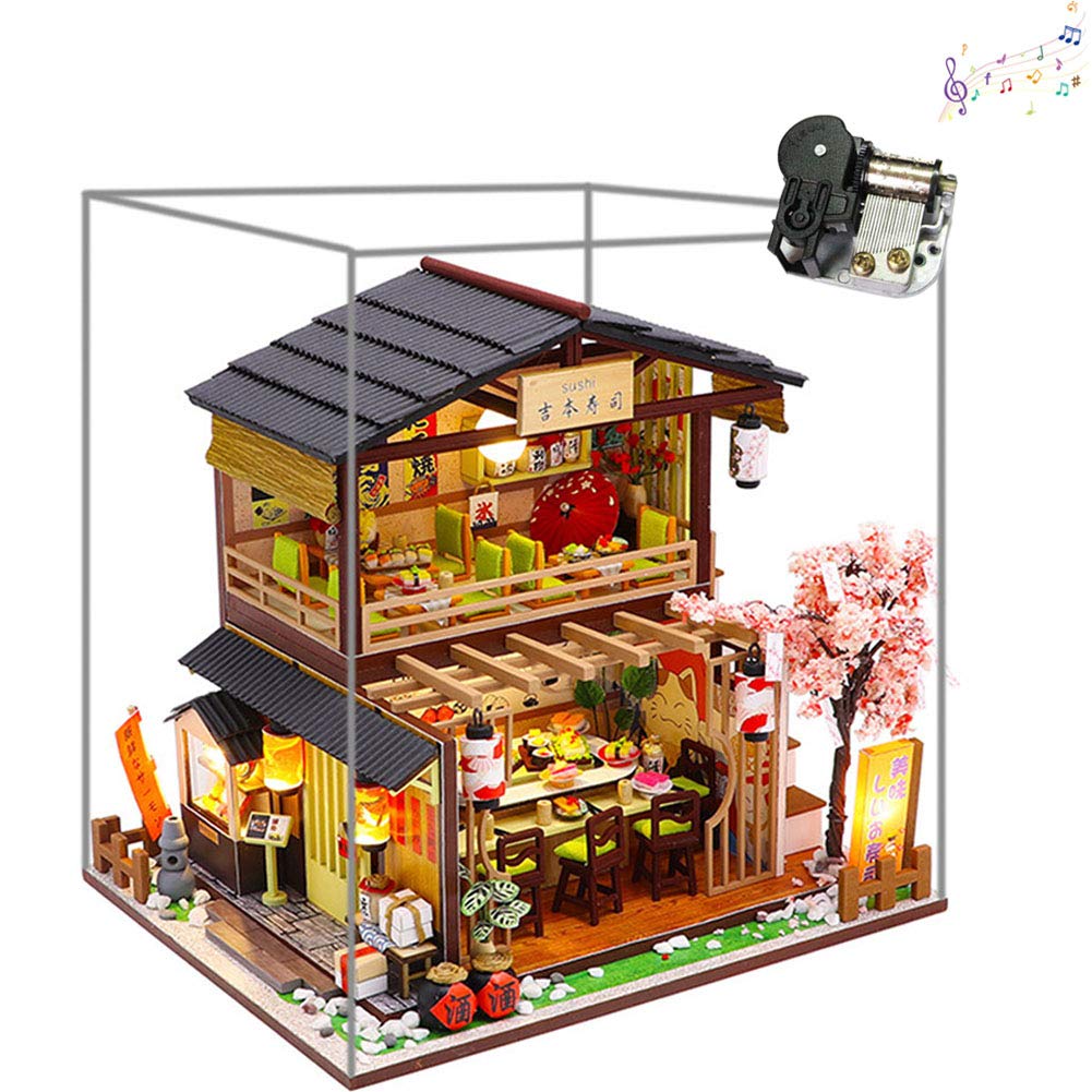 Maison de poupée miniature en bois de style japonais, boutique, sus
