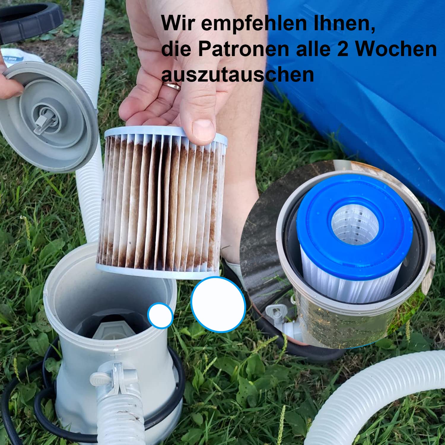 Poolfilterkartuschen für Typ D & VII, 4 Stück Pool Papie filterkartuschen mit 530 gal/h, Kompatibel mit Summer Waves Summer Escapes Ersatzbecken und SPA-Filter