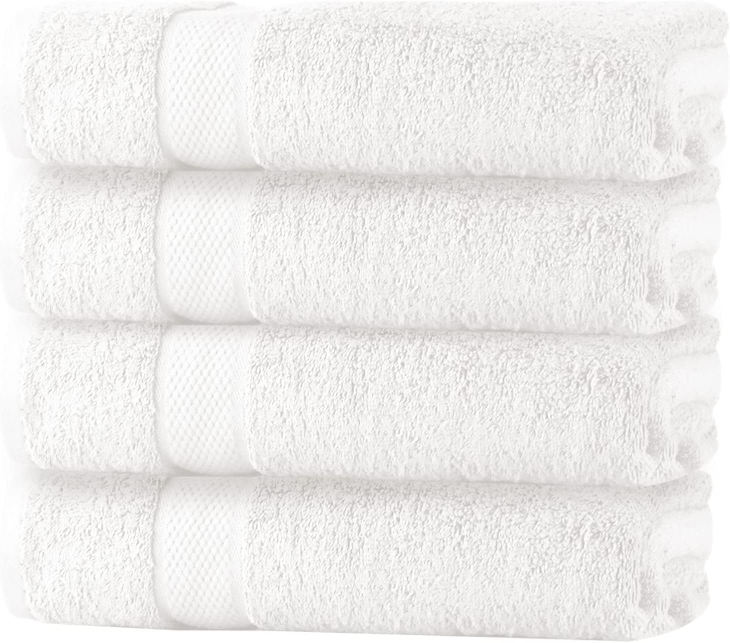 Bath Towels Set of 4 – 100% Cotton White Bath Towels 27 x 54 Inches, Soft & Absorbent Body Towels for Bathroom, Spa & Gym, Quick Drying Luxury Towels for Shower & Everyday Use
