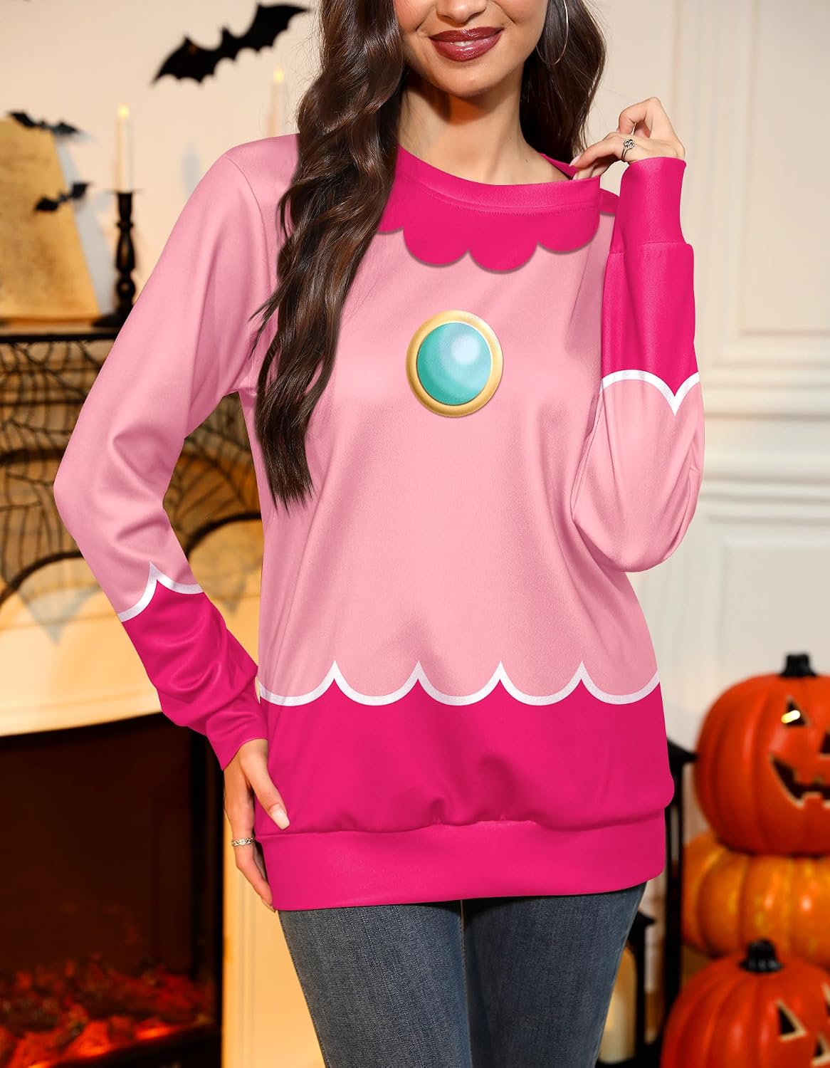 For G and PL Women’s Halloween Cosplay 3D Printed Funny Costume Trick-or-Treat Crewneck Long Sleeve Sweatshirt