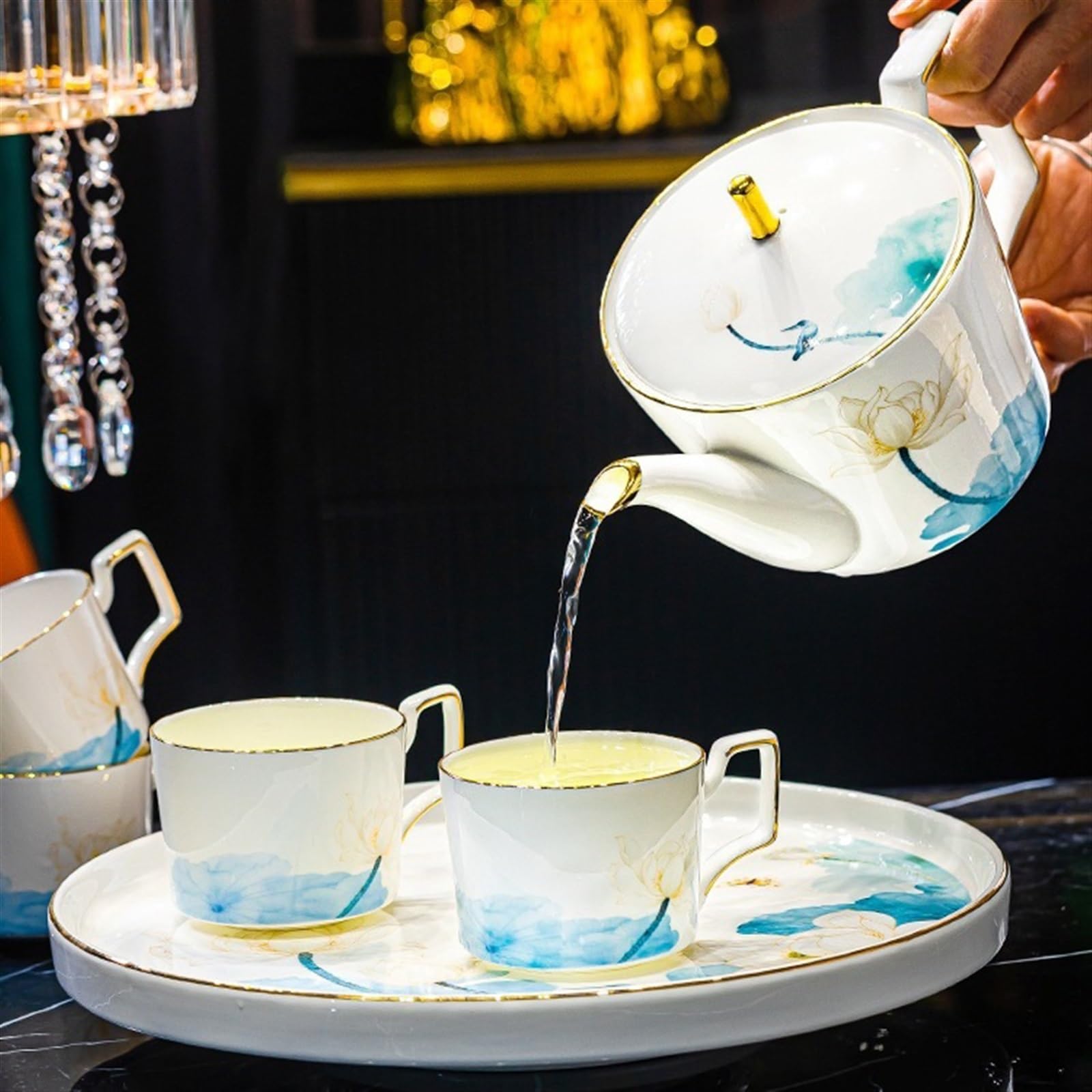 Bere Set teiera e tazza moderna con vassoio girevole