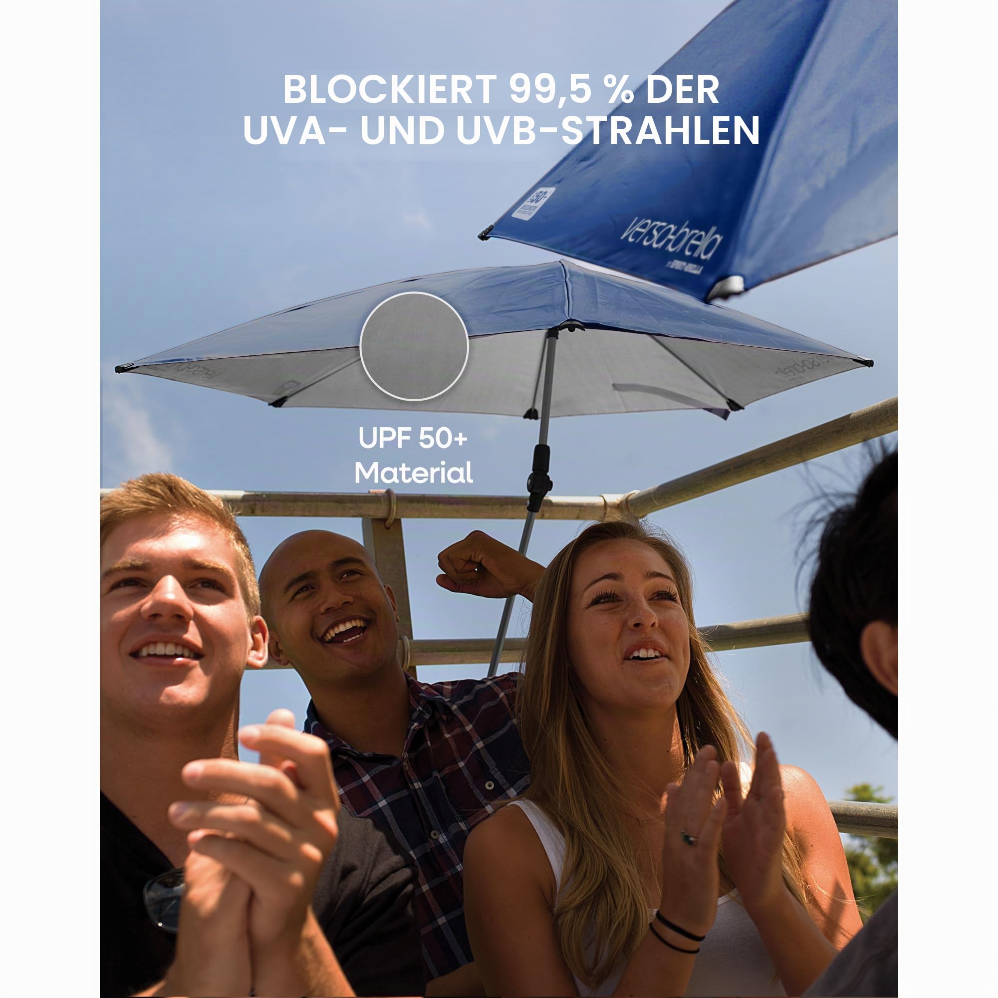Sport-Brella Versa-Brella Sonnenschirm – Reflektiert Wärme und Bietet UPF 50+ Sonnenschutz, Klemmt An Fast Jeder Oberfläche, Montiert An Stühlen, Tribünen, Golf-Taschen, 96cm x 100cm