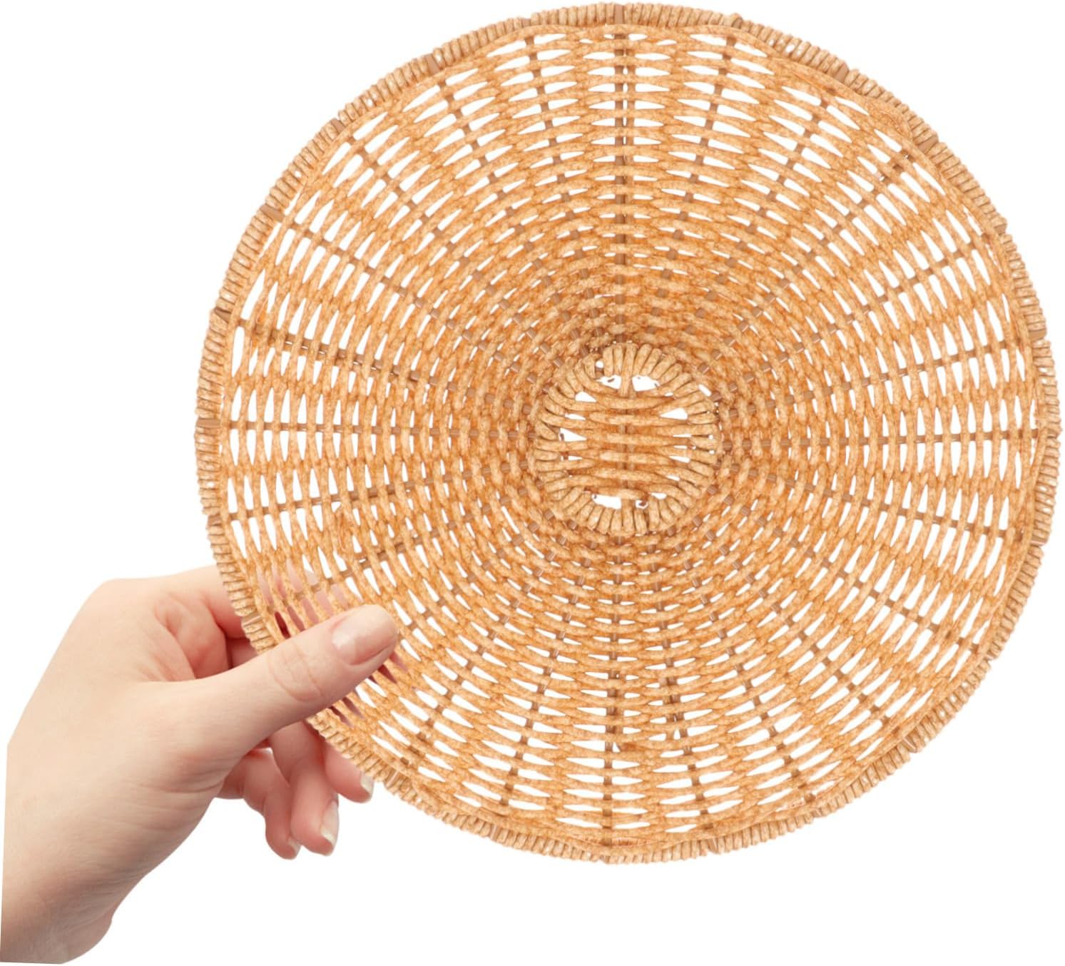 Round Imitation Rattan Trash Can Lid Replacement Cover for Home Office and Living Room Multi-purpose Design for Wastepaper Basket and Storage Baskets
